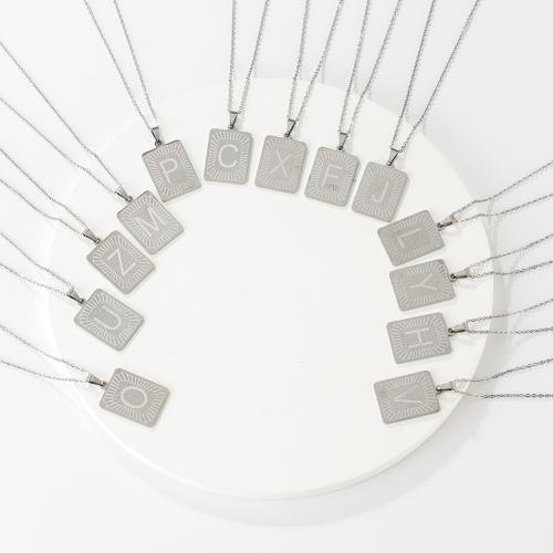 304 rostfritt stål Halsband, Rektangel, plated, Unisex & olika stilar för val & med bokstaven mönster, fler färger för val, Längd Ca 17.3 inch, Säljs av PC