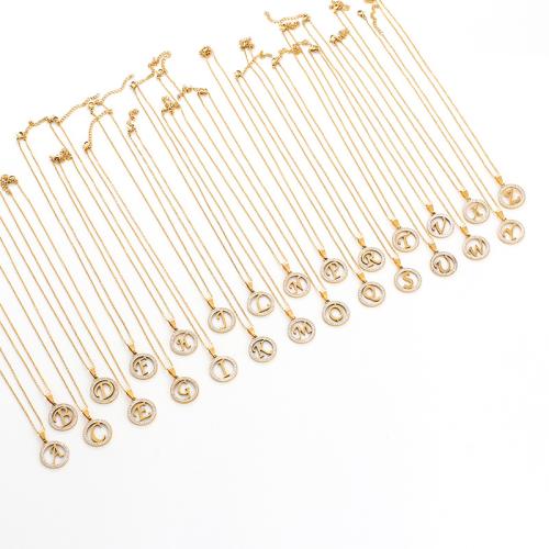 304 rostfritt stål Halsband, Alfabetsbokstav, plated, Unisex & oval kedja & olika stilar för val & med strass, fler färger för val, Längd Ca 17.3 inch, Säljs av PC
