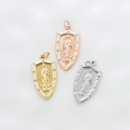 Cubique Pendentif en laiton zircon pavent, Placage, DIY & pavé de micro zircon, plus de couleurs à choisir, protéger l'environnement, sans nickel, plomb et cadmium, 23.70x12.30x2mm, Vendu par PC