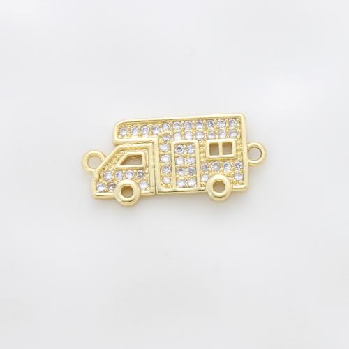 Brass Jewelry Connector Bus plated DIY & micro pave cubic zirconia gold nickel lead & cadmium free Sold By PC