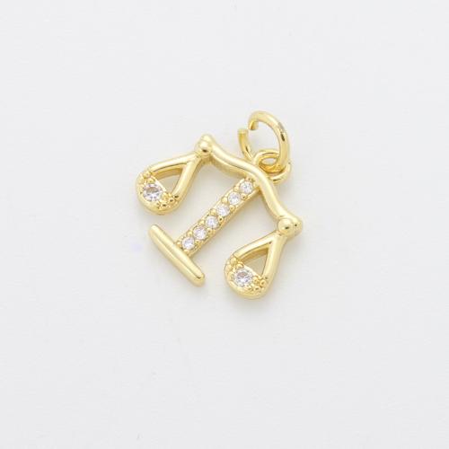 Cubique Pendentif en laiton zircon pavent, Placage, DIY & pavé de micro zircon, Or, protéger l'environnement, sans nickel, plomb et cadmium, 11.40x12.70x1.20mm, Vendu par PC