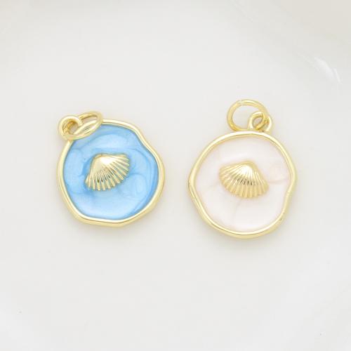 Bijoux pendentifs en laiton, coquille, Placage, DIY & émail, plus de couleurs à choisir, protéger l'environnement, sans nickel, plomb et cadmium, 15.40x12.60x2.80mm, Vendu par PC