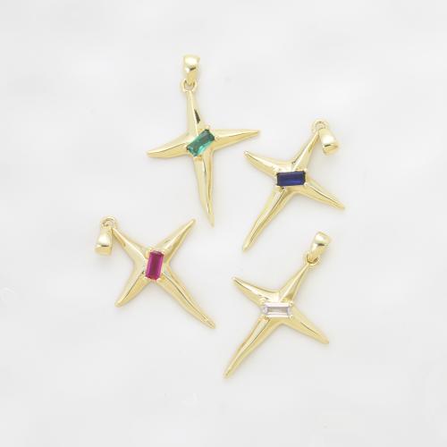 Cubique Pendentif en laiton zircon pavent, croix, Placage, DIY & pavé de micro zircon, plus de couleurs à choisir, protéger l'environnement, sans nickel, plomb et cadmium, 27.20x20x3.60mm, Vendu par PC