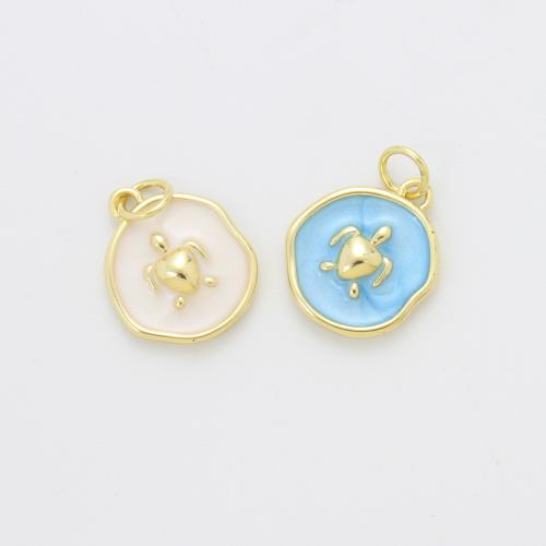 Bijoux pendentifs en laiton, tortue, Placage, DIY & émail, plus de couleurs à choisir, protéger l'environnement, sans nickel, plomb et cadmium, 15.50x13x3.40mm, Vendu par PC
