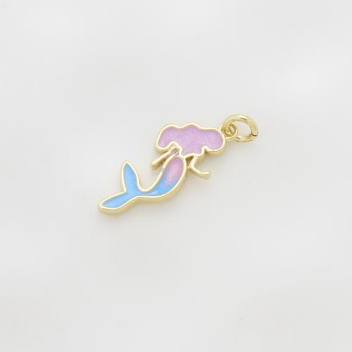 Bijoux pendentifs en laiton, sirène, Placage, DIY & émail, plus de couleurs à choisir, protéger l'environnement, sans nickel, plomb et cadmium, 18x7.80x1.80mm, Vendu par PC