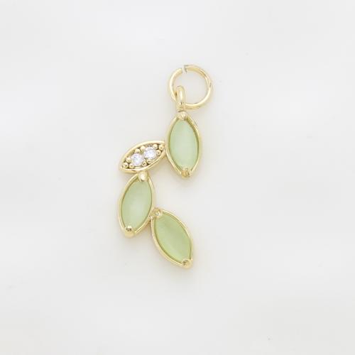 Cubique Pendentif en laiton zircon pavent, feuille, Placage, DIY & pavé de micro zircon & émail, plus de couleurs à choisir, protéger l'environnement, sans nickel, plomb et cadmium, 19.50x9x3.10mm, Vendu par PC