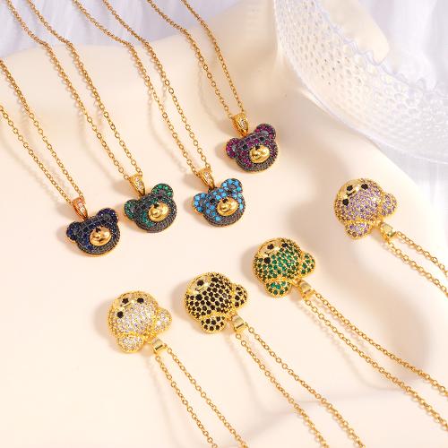 Cubic Cirkon Micro Pave Brass Ogrlica, Mesing, zlatna boja pozlaćen, modni nakit & micro utrti kubni cirkonij & za žene, više boja za izbor, Prodano By PC