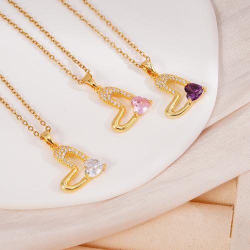 Cubic Cirkon Micro Pave Brass Ogrlica, Mesing, zlatna boja pozlaćen, micro utrti kubni cirkonij & za žene & šupalj, više boja za izbor, Prodano By PC