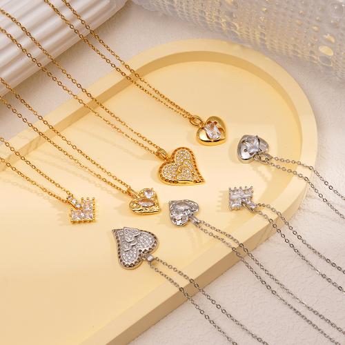 Collier en laiton cubique Zircon Micro Pave, Placage, styles différents pour le choix & pavé de micro zircon & pour femme, plus de couleurs à choisir, Vendu par PC