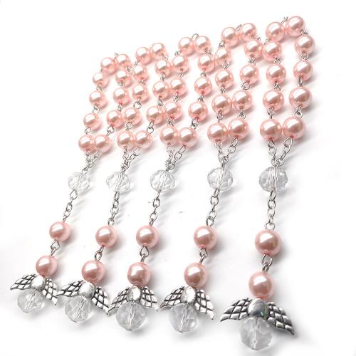 Glass Beads Bracelet Zinc Alloy with Glass & Plastic Pearl plated fashion jewelry 8mm Length 18 cm Sold By PC