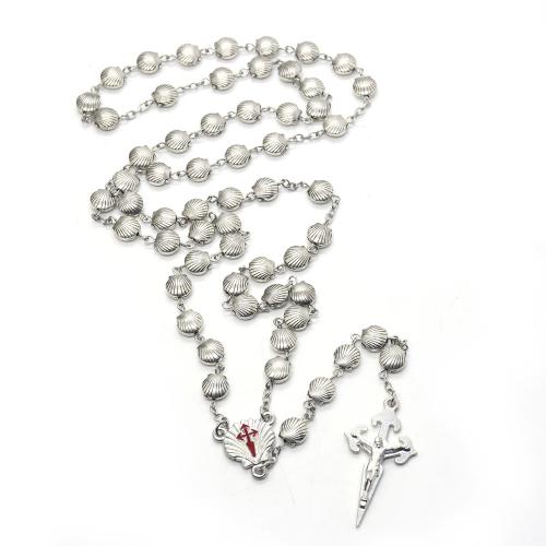 rozenkrans Ketting, Zinc Alloy, Oversteken, plated, mode sieraden & glazuur, gemengde kleuren, 8mm, Lengte 60 cm, Verkocht door PC