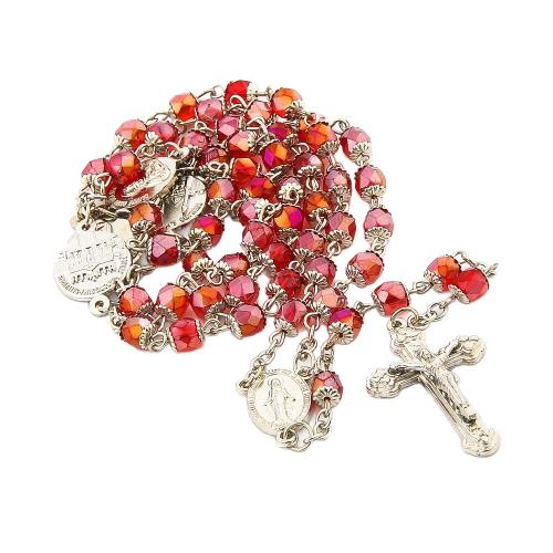 rozenkrans Ketting, Zinc Alloy, met Kristal, Oversteken, plated, mode sieraden, gemengde kleuren, 40x24mm, Lengte 82 cm, Verkocht door PC