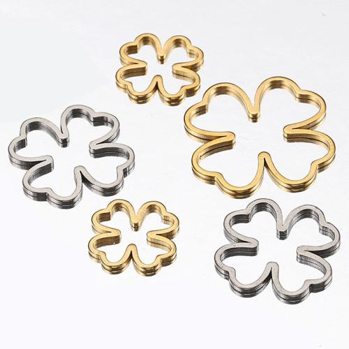 Stainless Steel Pendants 304 Stainless Steel Four Leaf Clover plated DIY & hollow Sold By Bag