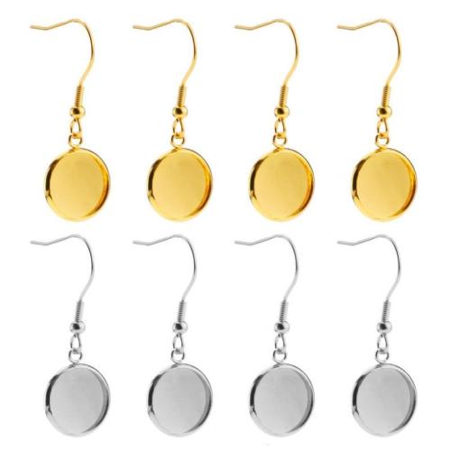 304 roestvrij staal oorbel component, Ronde, plated, DIY & verschillende grootte voor keus, meer kleuren voor de keuze, 10pC's/Bag, Verkocht door Bag