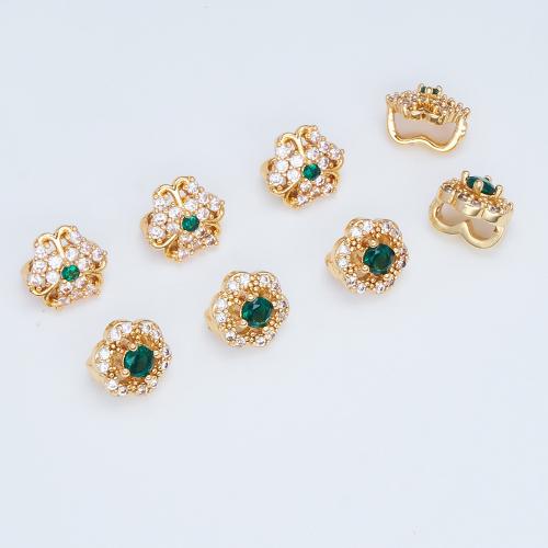 Brass Button Findings gold color plated DIY & micro pave cubic zirconia 8mm Sold By Lot