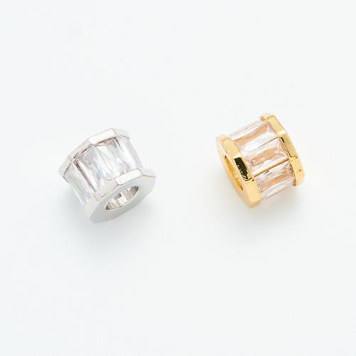 Kubik Zirkonium mikro bana Mässing Pärlor, plated, DIY & micro bana cubic zirconia, fler färger för val, 9x7mm, Hål:Ca 4.2mm, Säljs av PC
