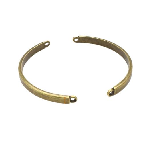 lega in zinco Bangle Impostazione, antico colore ottone placcato, DIY, 44x3.60mm, Foro:Appross. 1.4mm, Venduto da coppia