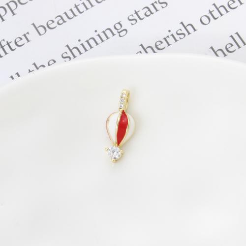 Cubique Pendentif en laiton zircon pavent, Ballon chaud, Placage, DIY & pavé de micro zircon & émail, plus de couleurs à choisir, protéger l'environnement, sans nickel, plomb et cadmium, 16.60x6.80x3.70mm, Vendu par PC
