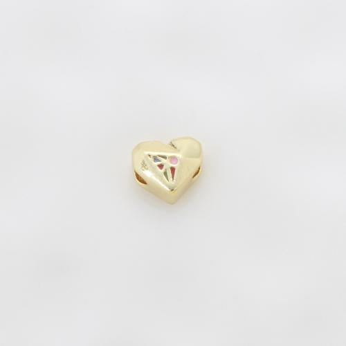 Brass Jewelry Beads Heart plated DIY & enamel nickel lead & cadmium free Sold By PC