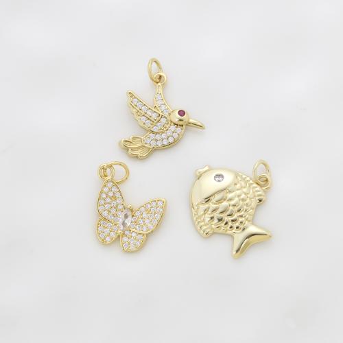 Messing hanger met micro-paved kubieke zirconia's, plated, DIY & micro pave zirconia, meer kleuren voor de keuze, nikkel, lood en cadmium vrij, 17.60x19.30x3.10mm, Verkocht door PC