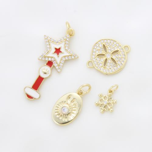 Kuutio Zirkonia Mikro Paven Messinki riipus, päällystetty, tee-se-itse & Micro Pave kuutiometriä zirkonia & emali, enemmän värejä valinta, nikkeli, lyijy ja kadmium vapaa, 29.70x14.40x2.40mm, Myymät PC