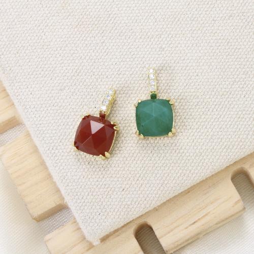 Cubic Zirconia Micro Pave Brass Pendant with Glass plated DIY & micro pave cubic zirconia nickel lead & cadmium free Sold By PC