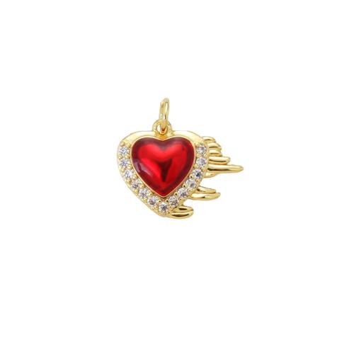 Cubic Zirconia Micro Pave Brass Pendant Heart plated DIY & micro pave cubic zirconia & enamel nickel lead & cadmium free Sold By PC