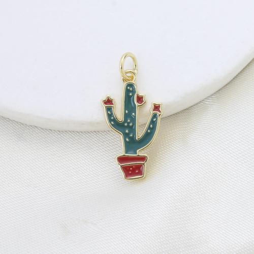 Bijoux pendentifs en laiton, Opuntia Stricta, Placage, DIY & émail, plus de couleurs à choisir, protéger l'environnement, sans nickel, plomb et cadmium, 17.40x11x1.80mm, Vendu par PC