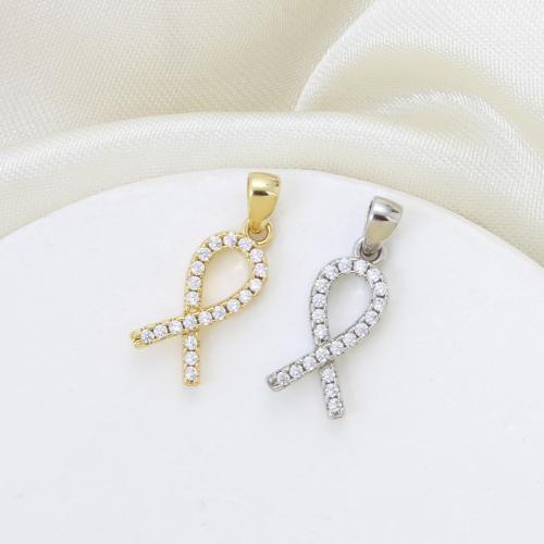 Kuutio Zirkonia Mikro Paven Messinki riipus, päällystetty, tee-se-itse & tietoisuuden nauha kuvio & Micro Pave kuutiometriä zirkonia, enemmän värejä valinta, nikkeli, lyijy ja kadmium vapaa, 16.20x7.60x3mm, Myymät PC