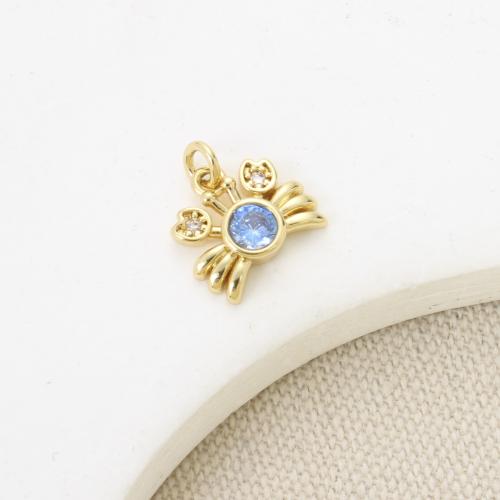 Kubinių Zirconia Mikro Pave Žalvaris Priedai veltiniams, vilna, Žalvarinis, Krabas, padengtą, Pasidaryk pats & mikro nutiesti kubinių Zirconia, daugiau spalvų pasirinkimas, nikelio, švino ir kadmio nemokamai, 10x11.30x2.90mm, Pardavė PC