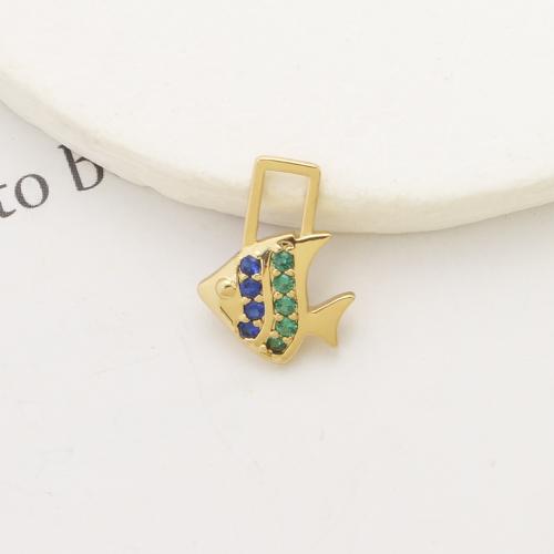 Kubinių Zirconia Mikro Pave Žalvaris Priedai veltiniams, vilna, Žalvarinis, Žuvis, padengtą, Pasidaryk pats & mikro nutiesti kubinių Zirconia, daugiau spalvų pasirinkimas, nikelio, švino ir kadmio nemokamai, 15x11x2mm, Pardavė PC