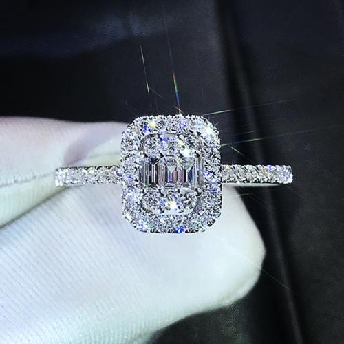 Kubieke Circonia Micro Pave Brass Ring, Messing, plated, verschillende grootte voor keus & micro pave zirconia & voor vrouw, Verkocht door PC