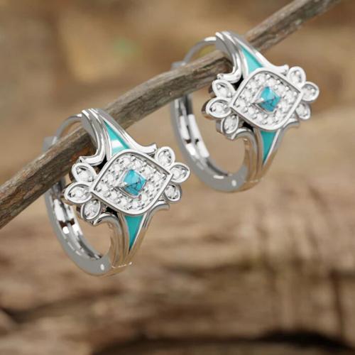 Cilindrata Zircone Orecchini in ottone micro pavimenta, placcato, Micro spianare cubic zirconia & per la donna & smalto, Venduto da coppia