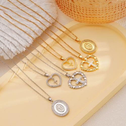 Zircônio cúbico Micro Pave colar de bronze, cobre, banhado, Vario tipos a sua escolha & micro pavimento em zircônia cúbica & para mulher & vazio, Mais cores pare escolha, vendido por PC