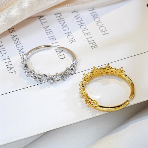 Cubique anneau en laiton Circonia Micro Pave, Placage, bijoux de mode & pavé de micro zircon, plus de couleurs à choisir, protéger l'environnement, sans nickel, plomb et cadmium, 17mm, Vendu par PC