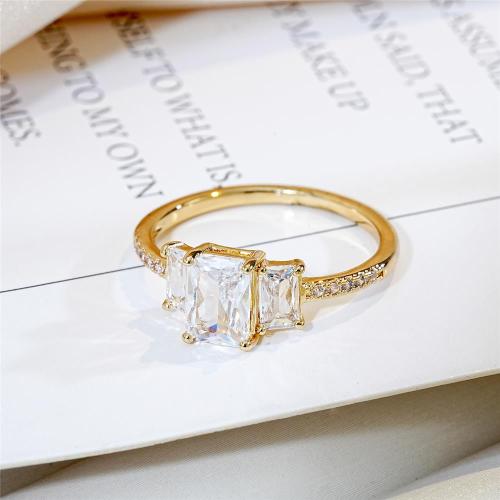 Cubique anneau en laiton Circonia Micro Pave, Placage, bijoux de mode & pavé de micro zircon, plus de couleurs à choisir, protéger l'environnement, sans nickel, plomb et cadmium, 17mm, Vendu par PC