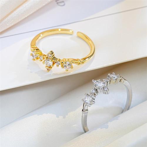 Cubique anneau en laiton Circonia Micro Pave, Placage, bijoux de mode & pavé de micro zircon, plus de couleurs à choisir, protéger l'environnement, sans nickel, plomb et cadmium, 17mm, Vendu par PC