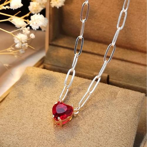 Messinki Kaulakoru, kanssa Kuori, Sydän, päällystetty, muoti korut & Micro Pave kuutiometriä zirkonia, sekavärit, nikkeli, lyijy ja kadmium vapaa, Myymät PC