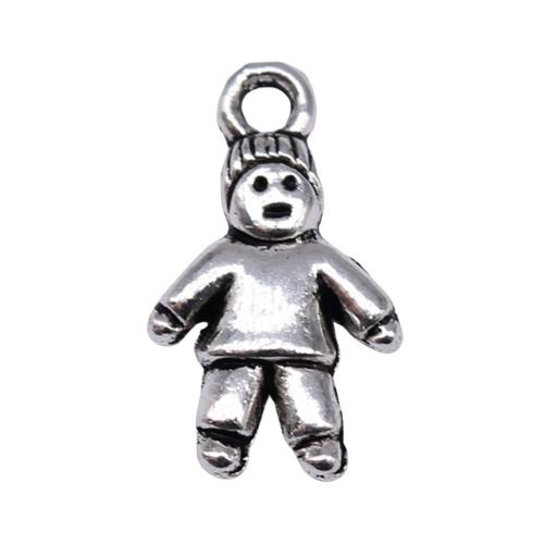Character Shaped Zinc Alloy Pendants, liga de zinco, banho de cor prata antiga, DIY, 16x9mm, 40PCs/Bag, vendido por Bag