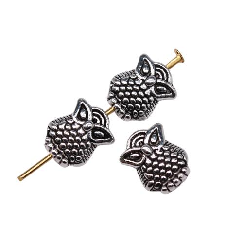 Zink Alloy Smycken Pärlor, Owl, antik silver pläterad, DIY, 10x8mm, 20PC/Bag, Säljs av Bag
