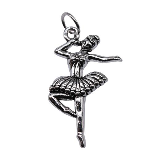 Pendentifs en forme de personnage en alliage de Zinc, Dancing Girl, Plaqué de couleur d'argent, DIY, 29x16mm, 10PC/sac, Vendu par sac