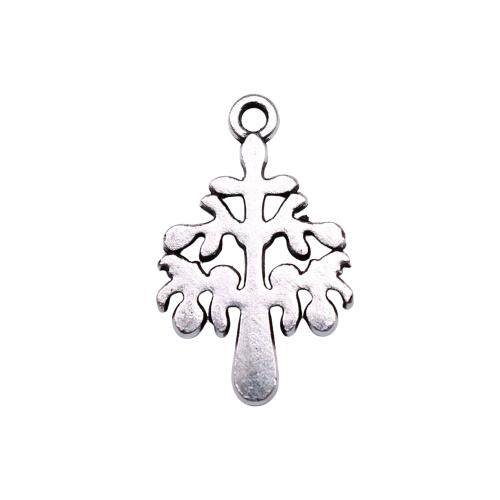 Pendentifs en alliage de zinc, arbre, Plaqué de couleur d'argent, DIY, 22x14mm, 20PC/sac, Vendu par sac