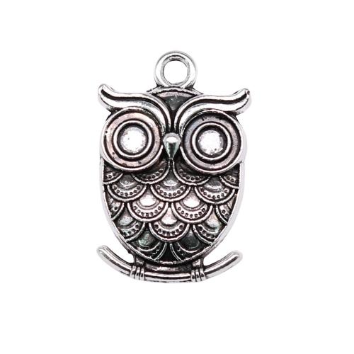 Pendentifs animaux en alliage de zinc, hibou, Placage, DIY, plus de couleurs à choisir, 24x16mm, 10PC/sac, Vendu par sac