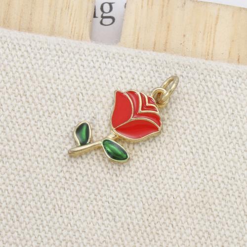 Bijoux pendentifs en laiton, Rose, Placage, DIY & émail, plus de couleurs à choisir, 17.70x9.40x2mm, Vendu par PC