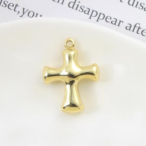 Laiton Pendentifs Croix, Placage, DIY, doré, 26.90x20x6.80mm, Vendu par PC