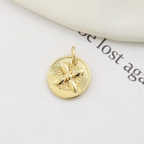 Bijoux pendentifs en laiton, Rond, Placage, DIY, doré, 12.20x12.20x2mm, Vendu par PC