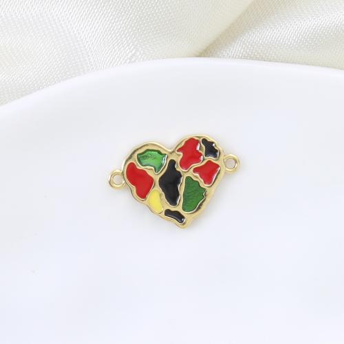 Connecteur de bijoux en laiton, coeur, Placage, DIY & émail, plus de couleurs à choisir, 13x18.80x1.50mm, Vendu par PC