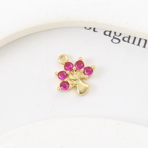 Cubique Pendentif en laiton zircon pavent, arbre, Placage, DIY & pavé de micro zircon, plus de couleurs à choisir, 12.20x11.70x3.40mm, Vendu par PC
