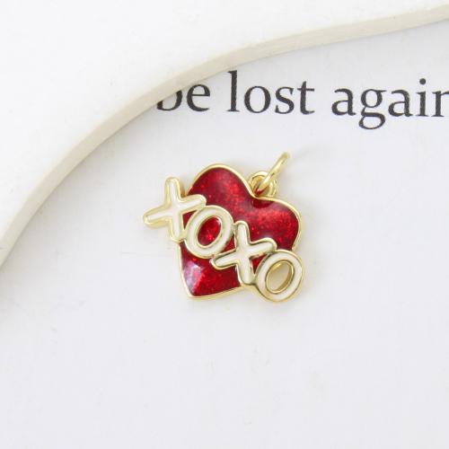 Pendentifs coeur en laiton, Placage, DIY & émail, plus de couleurs à choisir, 13.70x15.80x2.40mm, Vendu par PC