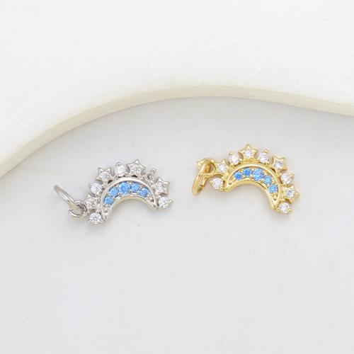 Cubique Pendentif en laiton zircon pavent, Lune et Etoile, Placage, DIY & pavé de micro zircon, plus de couleurs à choisir, 13.50x7x1.60mm, Vendu par PC